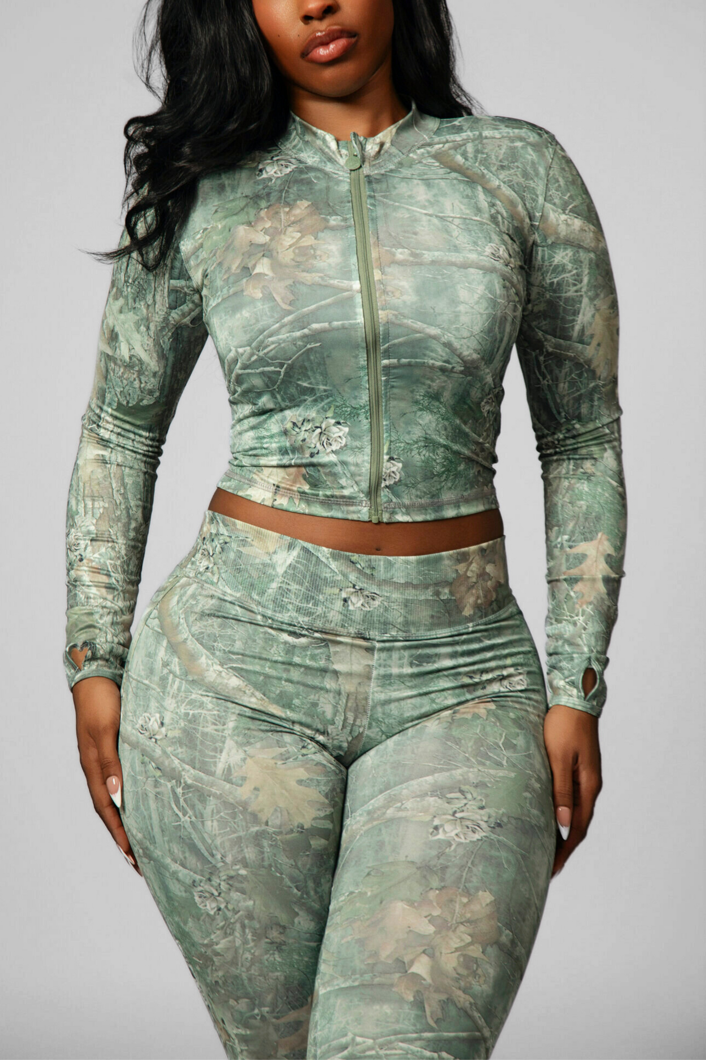 CAMO SCULPT ZIP-UP JACKET